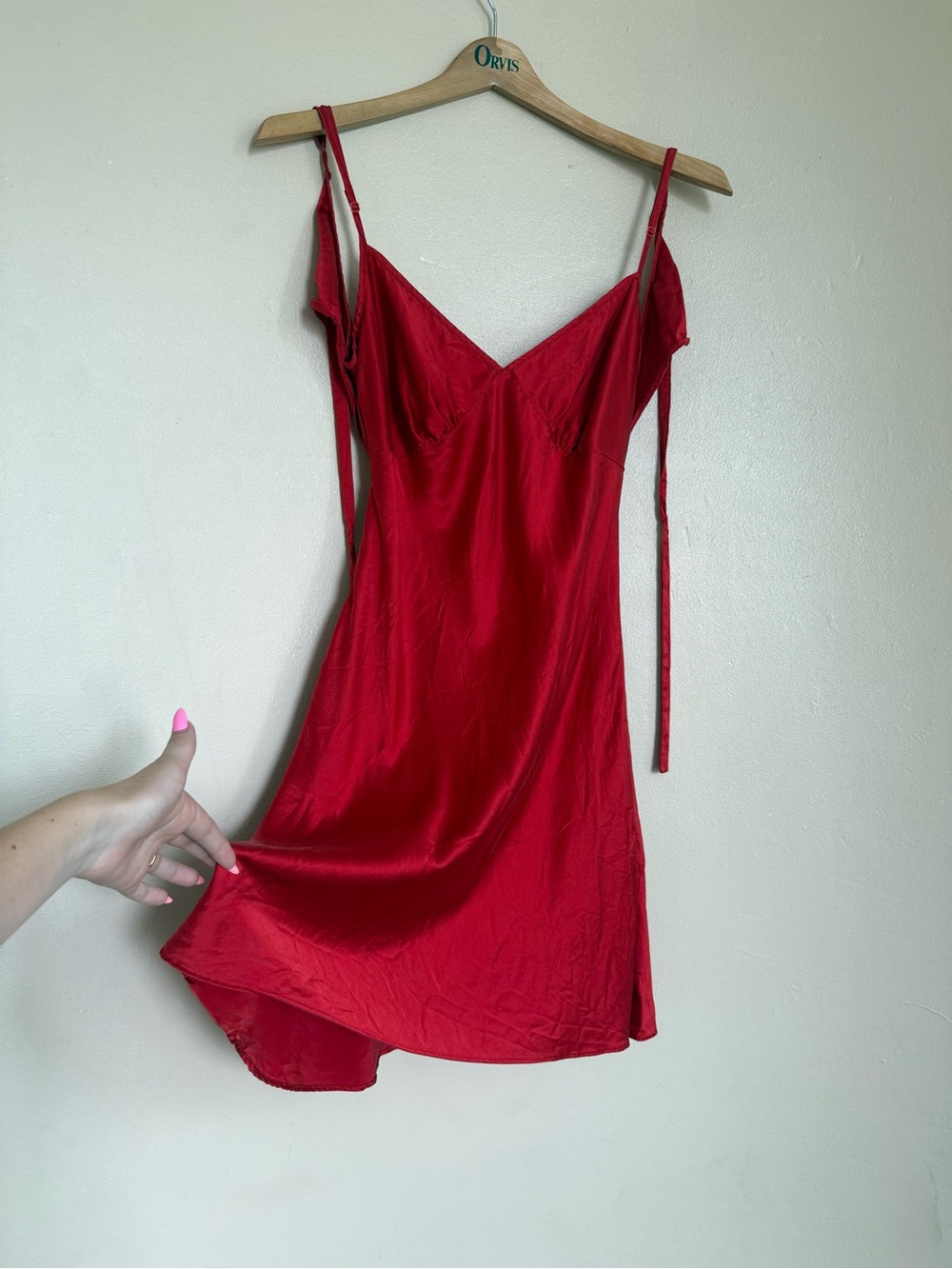 100% Silk Victoria’s Secret Red Tie-Back Dress